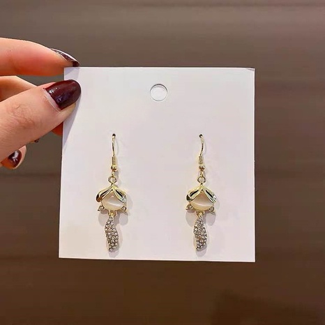 simple diamond studded Cat Cute earrings NHOT328413's discount tags