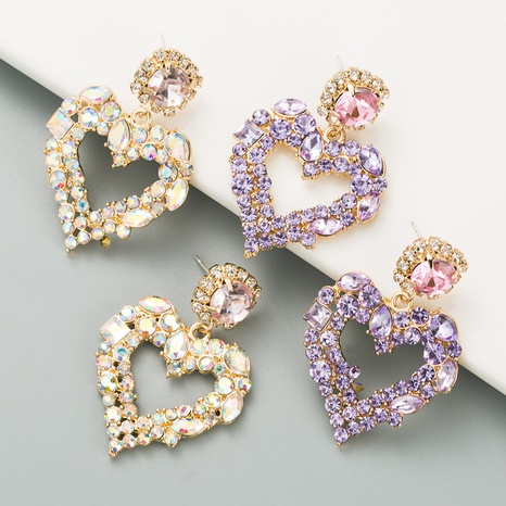 fashion heart-shape full diamond earrings wholesale's discount tags