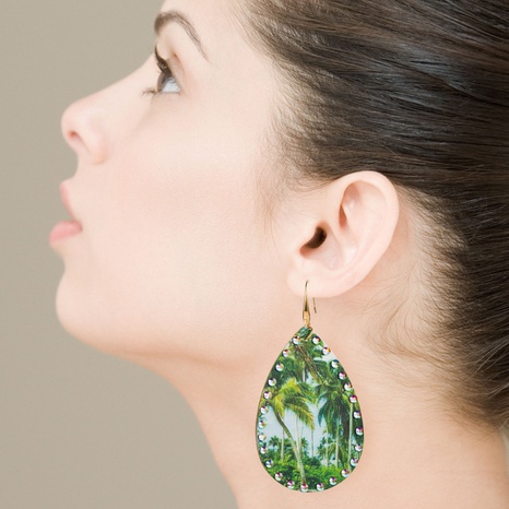 bohemian print coconut tree diamond leather earrings NHLN326104's discount tags