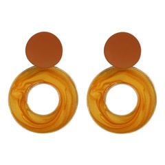 fashion retro alloy inlaid resin color circle earrings