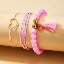 Handwoven pink string beaded love pattern 3piece bracelet setpicture9