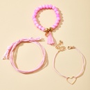 Handwoven pink string beaded love pattern 3piece bracelet setpicture10