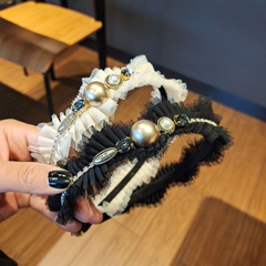 fashion lace rhinestone pearl headband NHUX326584