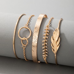 hollow double circle leaf bracelet set