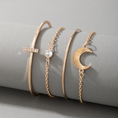 horns moon diamond bracelet set