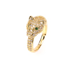hip hop green eye leopard head full diamond ring wholesale