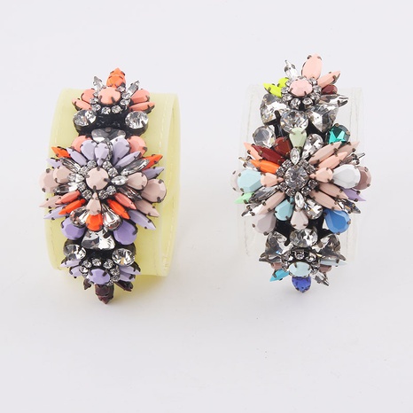 Barock wunderschönes diamantbesetztes farbiges geometrisches Lederarmband's discount tags