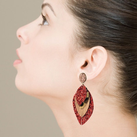 Bohemian Leather Printed Leaf Earrings's discount tags