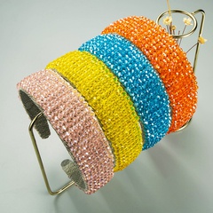fashion solid color crystal fabric wide-brimmed headband