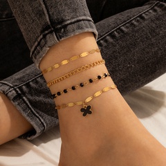retro round bead butterfly pendant alloy anklet set