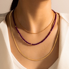 Mode trendige handgemachte Perlen lila Halskette