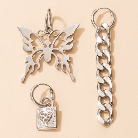 hot style hollow phoenix butterfly lock-shaped earrings set's discount tags