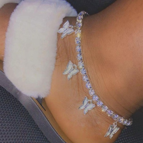 simple tassel rhinestone butterfly anklet's discount tags