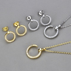 round imitation nail necklace earrings set