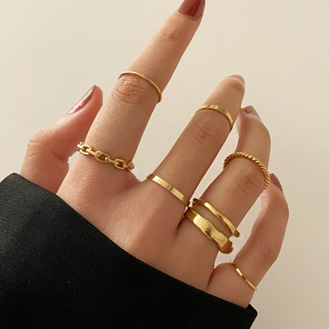 Simple geometic alloy ring 7 pieces set's discount tags