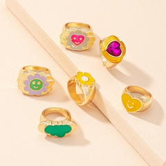 Korean heart-shape flower alloy ring