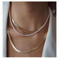 Mode Perlenlegierung mehrschichtige Halskette