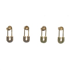 Simple micro-inlaid zircon paper clip earrings