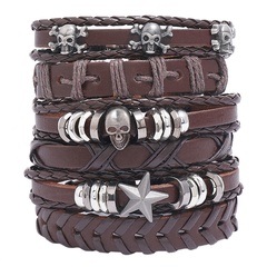 retro braided leather bracelet set