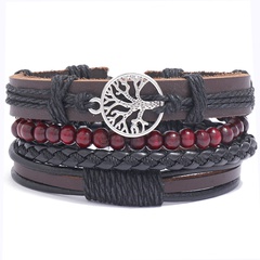 fashion happy tree braided leather bracelet