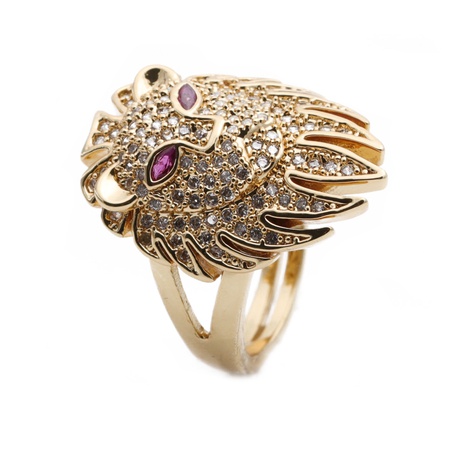Fashion inlaid zircon constellation lion ring's discount tags