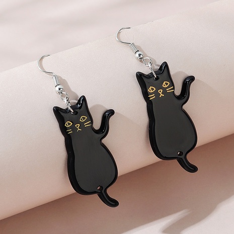 Korean simple black cat earrings NHPS328614's discount tags