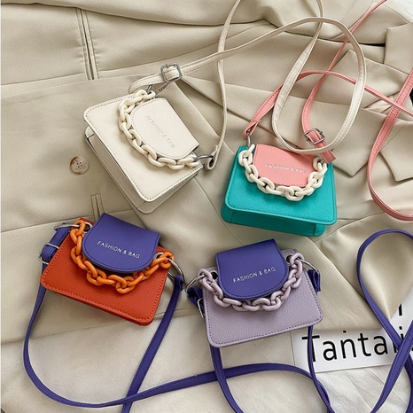 Candy color children's contrast color mini chain shoulder bag's discount tags