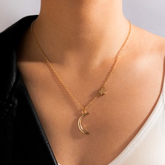 simple Star Moon Crescent Pendant Necklace
