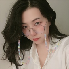 Korean acrylic color round beads glasses chain