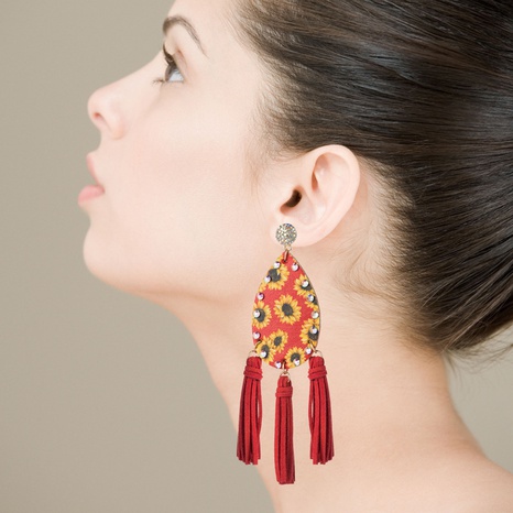 double-sided printing long tassel earrings NHLN329235's discount tags