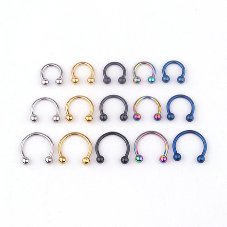 Single C-shaped stainless steel body piercing ring NHEN329338's discount tags
