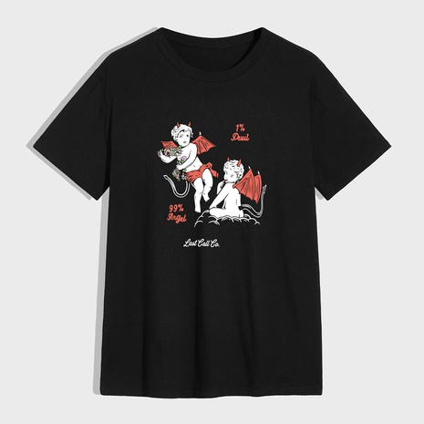 fashion Angel Devil Print Comfortable T-shirt's discount tags