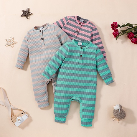 fashion baby striped long-sleeved romper NHLF319436's discount tags