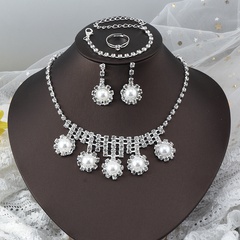 Hochzeit Accessoires voller Diamant Halskette Ohrringe Armband Ring vierteiliges Set