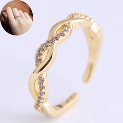 Korean Fashion Copper Simple Diamond Open Ring