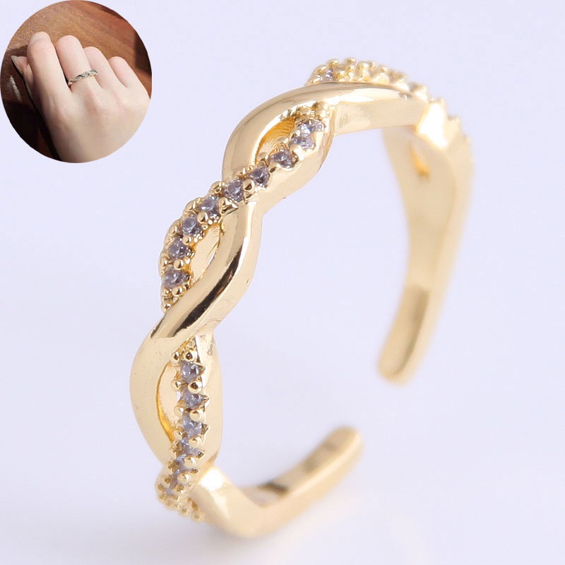 Koreanischer ModeKupfereinfacher Diamantoffener Ring