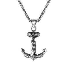 Retro stainless steel anchor necklace wholesale