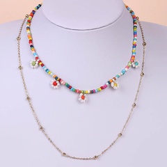 Bohemian hand-woven miyuki beads flower multi-layer necklace