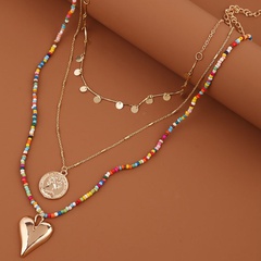 Bohemian heart-shape miyuki beads multi-layer necklace