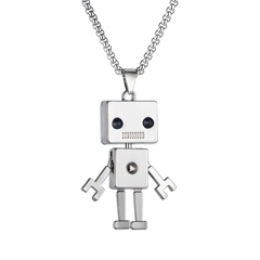 Simple square robot titanium steel necklace