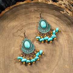 Bohemian oval tassel earrings