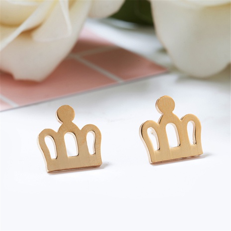 Simple crown stainless steel earrings's discount tags