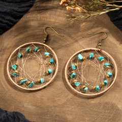 ethnic woven mesh large hoop earrings