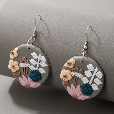 Creative colorful flower geometric earrings NHGY320067's discount tags