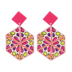 Acrylic Geometric Pink Pendant Earrings
