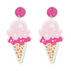 Acrylic Pink Ice Cream Pendant Earrings