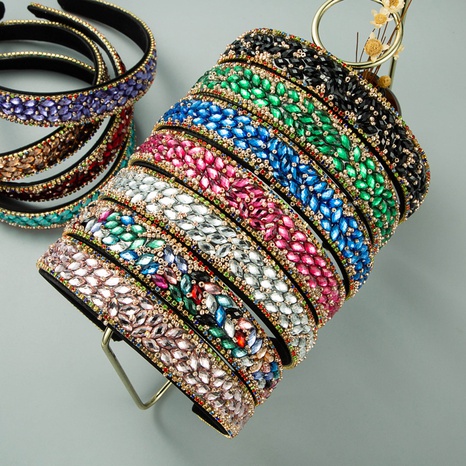 Diadema de diamantes llenos de color de moda coreana's discount tags