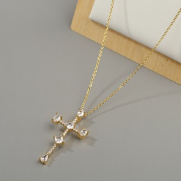 copper microinlaid zircon cross necklacepicture13