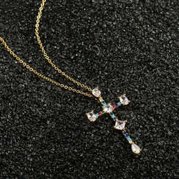 copper microinlaid zircon cross necklacepicture14