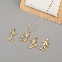 2021 New Fashion Hip Hop Copper Plating 18K Zircon 26 English Letters Necklace European and American Jewelry Letter Pendant